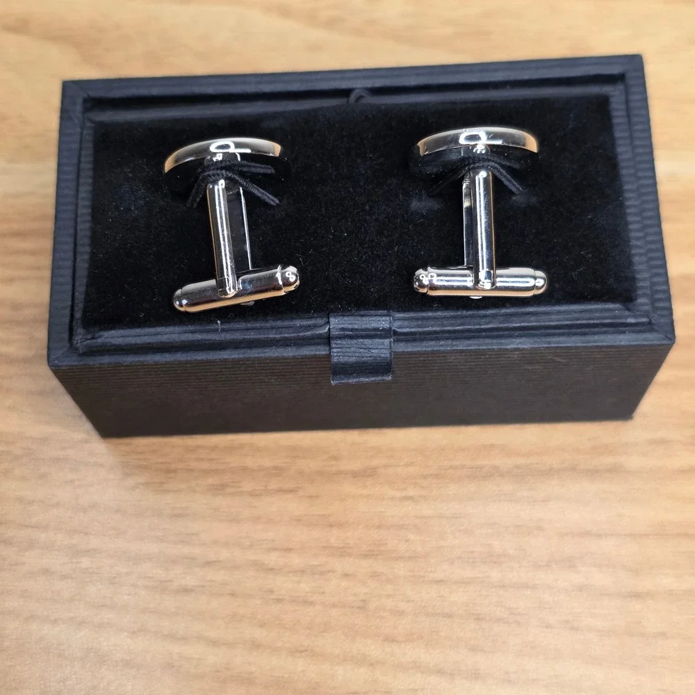 Pronto Uomo‎ Cufflinks Mens OS Purple Good Silver Tone Round Enamel Sunburst Box